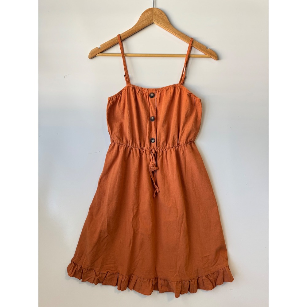 Shein Casual Mini Dress Button Front Drawstring‎ Waist Ruffle Hem S